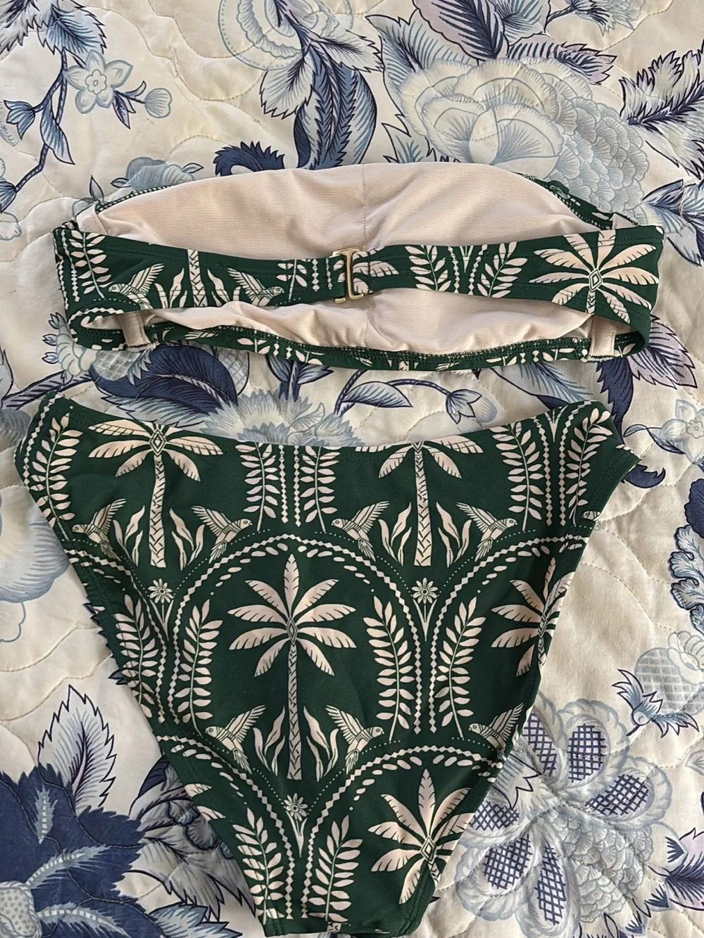 Shads&shore Dark Green Tropical Print Bikini Bottoms